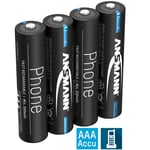 Batterie de tél. ANSMANN AAA 800mAh NiMH 1,2V - pile DECT rech. (lot de 4)