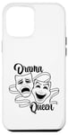 Coque pour iPhone 12 Pro Max Masques de théâtre comédie et tragédie Drama Queen Black Line