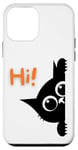 Coque pour iPhone 12 mini Mur d'escalade pour chat noir avec inscription « Hi »