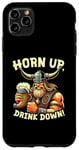 Coque pour iPhone 11 Pro Max Bière Horn Up Drink Down Viking Beer Buvant de la bière Funny Warrior