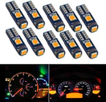 Eseastar Lot de 10 ampoules LED T5 74 70 37 17 2721 3528 5 mm Ambre 3 LED SMD3030 pour intérieur de voiture, compteur de vitesse, tableau de bord, jauge, clignotant, panneau lumineux, lampe de tableau