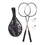 relaxdays Set de Badminton avec Sac, 2 Volants Solides, Raquettes pour Enfants/Adultes, HxL 66 x 20 cm, Gris