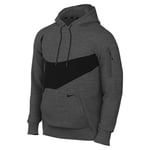 Nike Hooded Long Sleeve Top M NK TF HD Po Swoosh, Charcoal Heathr/DK Smoke Grey/Black, DQ5401-071, M