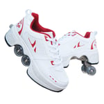 Multifonction 2 en 1 Automatiques RétractablesPatins À roulettes Garçons Filles,Patins À roulettes Roller Skates,Chaussures D'entraînement De Sport Plein Air Sneakers Unisex Enfants,WhiteA-38