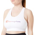 Champion Women's Athletic C-Sport Quick Dry Two-Tone Logo Bras, Bianco, S