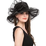 Dam sommar solhatt strand kyrka hatt Ascot Race Derby hatt cocktail bröllop svart rosett 1 pack