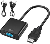 Adaptateur De Câble Hdmi Vers Vga, Adaptateur Hdmi Vers Vga Mâle Vers Femelle Avec Prise Audio 3,5 Mm Compatible Pour Moniteur, Ordinateur, Ordinateur Portable, Pc, Projecteur Et P[VID060696]