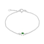 Amazon Essentials Bracelet réglable en argent sterling avec pierre de naissance de mai en zircon cubique vert, 16 à 18 cm