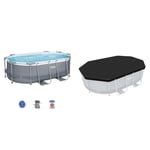 BESTWAY Piscine Hors Sol Ovale Power Steel™ 305 x 200 x 84 cm avec Filtre à Cartouche & Bâche 4 Saisons 305 x 184 cm pour Piscine Hors Sol Power Steel™ Ovale 305 x 200 cm