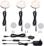 Led Lampe Sous Meuble Cuisine, Rond Ultra Slim Eclairage Encastré Pour Placard, Contrer, L'Armoire, Étagère, Prise Européenne, 3 Paquets Lumières Led Pour Vitrine 12V 6W (Blanc Chaude2700K)