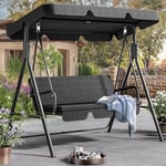 YITAHOME Balancelle de Jardin 3 Places, 170 x 110 x 153 cm, avec Auvent Réglable et Coussin Amovible, Charge 270 kg, Balancelle pour Terrasse, Piscine, Porche