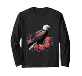 bald eagle rose vintage floral art Long Sleeve T-Shirt