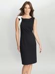 Gina Bacconi Jaya Contrast Bow Shift Dress, Black/Ivory