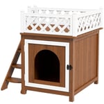 Rootz Cat Cave - Katthus - Litet djurhem - Mysig 2-våningsdesign - 67,5 cm x 63 cm x 68,5 cm