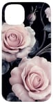 Coque pour iPhone 14 Plus Roses roses douces avec profondeur sur fond minuit