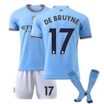 Haaland 9 Jersey Hemma 2022-2023 Ny säsong Manchester City Fc Fotboll T-shirts Set W 22 23 De Bruyne 17 Kids 20(110-120CM)