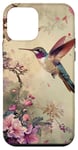 Coque pour iPhone 12 mini Colibri avec fleurs en beige