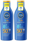 2x NIVEA SUN Kids Moisturising Sun Lotion SPF50+ Suncream 200ml