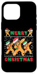 Coque pour iPhone 16 Pro Max Joyeux Noël Dabbing Gingerbread Men with Xmas Hats