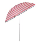 Edco Camp Active Parasol - Balcony Parasol - Sun Protection with Lace Diameter 170 cm - Sun Protection 2 m High - Pink/White Striped, rose