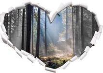 KAIASH 3d Wall Sticker Little house in the forest with sunbeams black and white heart shape in 3D look Wall or door sticker wall sticker wall sticker wall decoration 62x43cm