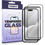 FoneKit Full Cover -panserglas, iPhone 16 / 15, sort