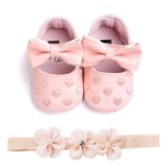 EDOTON Bébé Fille Chaussures avec Bandeau Cadeau Ensemble Bambin Fille Belle Printemps Fleur Semelle Souple Anti-dérapant Baskets Princesse Chaussures（A Rose 12-18 Mois）