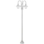 Lyktstolpe för trädgård vidaxl - E27 220 cm aluminium 3 lyktor vit aluminiumram lampskärm i pvc