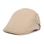 Cotton Knitted Hat Berets Fashion Solid Men Women Flat Cap Vintage Elastic Driver Hat British Style Breathable Classic Cap-Beige