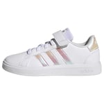 adidas Grand Lifestyle Court Elastic Lace and Top Strap Shoes Sneaker, Iridescent/FTWR White, Fraction_38 2_Thirds EU