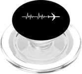 World Travel Heartbeat Airplane Pilot PopSockets PopGrip - Support et Grip pour Smartphone/Tablette avec un Top Interchangeable PopSockets PopGrip pour MagSafe