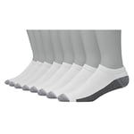 Hanes Men's, Max, Black, 6 Ultimate 8-Pack Ultra Cushion FreshIQ Odor Control with Wicking Low Cut Socks, White-8 Pair Pack, 4.5-12 UK (Pack of 8)