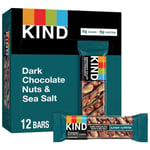 KIND Bars, Dark Chocolate Nuts and Sea Salt, Healthy Snacks, Gluten Free, 12 Bar