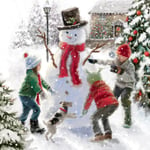 Festive Snowman Musical Christmas Greeting Card Singing The Sussex Carol