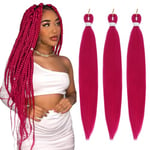 Braiding Hair Pre Stretched - 30 Inch Pre Stretched Braiding Hair Rose Pink Braiding Hair Soft Yaki Texture 3 Packs Crochet Hair Extensions Braids for Black Women (30 Inch(3Packs), Rose Pink)