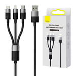 Baseus StarSpeed 3-i-1 USB Kabel 1.2m 3.5A - Sort