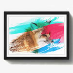 Arty Pie Framed Print Black A2 (24.5x18 Inch) A Red Fox V2, Wood, Multi-Colour, 60 x 42 x 2 cm