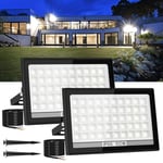 T-SUNUS Projecteur LED Extérieur 100W, Spot LED Extérieur Puissant 200LEDs Super Lumineux Projecteur d'extérieur 11000LM IP66 étanche pour Garage Jardin Patio Blanc Froid