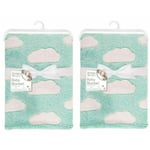 2 x Baby New born Soft Fleece Blanket Pram Crib Moses Basket Girl Boy Cloud Tale