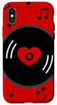 Coque pour iPhone X/XS notes de musique disque vinyle album coeur rouge valentines vintage