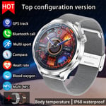 2024 Uutta Huawei Outdoor Sports Smart Watch Miesten Amoled-Näyttö Nfc Gps-Kompassi Syke Vesitiivis Bluetooth Call Smartwatch_Silver Mesh belt_1.85 HD Large Screen