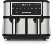 EUARY Best 9L Large Dual Basket Air Fryers for Family,8-In-1 Compact Oven with S