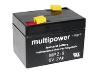 Multipower Mp2-6 A9620 Blybatteri 6 V 2 Ah Blyfilt (B X H X D) 75 X 53 X 51 Mm Plattkontakt 4,8 Mm Underhållsfritt, Låg Självurladdning