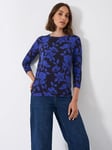 Crew Clothing Floral Blouse, Bright Blue