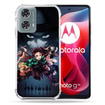 Cokitec Coque Renforcée pour Motorola G24 4G Manga Demon Slayer Noir