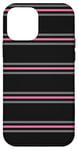 Coque pour iPhone 12 mini Noir Rose Gris Rayé Girly Esthétique Preppy Stripe