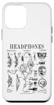 Coque pour iPhone 12 mini Casque audio vintage breveté DJ Gamer Podcaster Musique