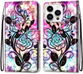 Peinture Premium Pu Cuir Coque Pour Apple Iphone 14 Pro Coque En Cuir Pu Etui De Protection Motif Avec Fonction Support Magnétique Portables Case Pour Apple Iphone 14 Pro,Fleurs Creuses