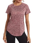 Wayleb T Shirt de Sport Femme Tee Shirt Long Vêtement Sportif Manches Tops Hauts à col Rond Sport en Salle