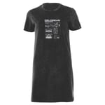 Back To The Future Delorean Women's T-Shirt Dress - Black Acid Wash - M - Black Acid Wash